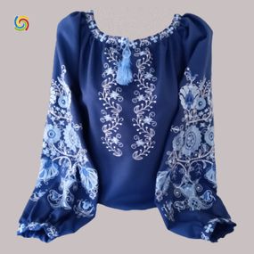 Рубашка Украинская вышиванка  555307513 цвет синий размер 4XL