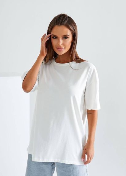 Женская однотонная футболка оверсайз GA025 цвет белый, размер 42/48