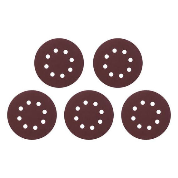 Круг наждаковий самоклейний 125 мм з отворами, папір класу С, К180, 5 од. INTERTOOL BT-0589