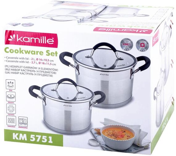 Набір 2 каструлі Kamille Marsaili 2л і 2.7л з силіконовими ручками | Зображення 4