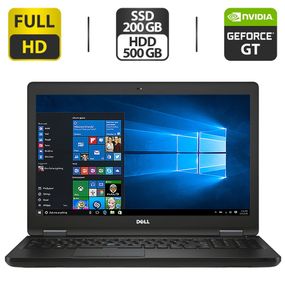 Ноутбук Б-клас Dell Latitude E5540 / 15.6" (1920x1080) TN / Intel Core i7-4600U (2 (4) ядра по 2.1 - 3.3 GHz) / 8 GB DDR3 / 200 GB SSD + 500 GB HDD / nVidia GeForce GT 720M, 2 GB GDDR3, 64-bit / WebCam / DVD-ROM б/в