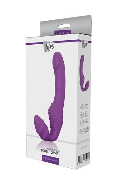 Страпон безремневий VIBES of LOVE DOUBLE DIPPER PURPLE, Фіолетовий | Зображення 1