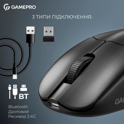 Мышка GamePro Asgard Surt Wireless/Bluetooth/USB Black (GM017B) | Зображення 1