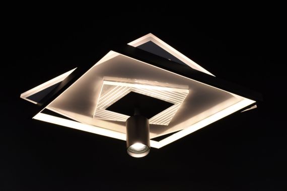 Люстра світлодіодна стельова LED світильник для квартири на стелю лед з пультом 26565 Чорний 10х46х46 см. | Зображення 4