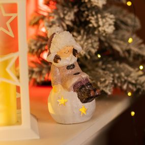 Новорічна фігурка з підсвіткою Дівчинка на сніговій кулі з фарфору 7×7×16 (см) новорічний декор для дому, квартири на подарунок