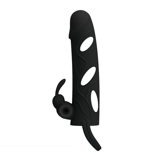 Насадка на член - Pretty Love Penis Sleeve With Ball Strap 5.5" Black | Зображення 1