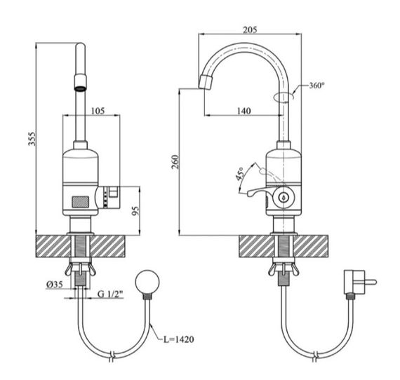 Проточний водонагрівач WEZER SDR-A05T | Зображення 1
