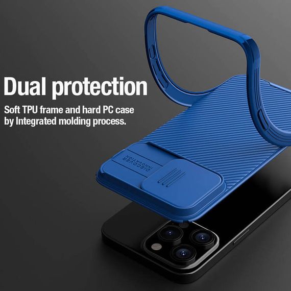 Карбонова накладка Nillkin CamShield Pro для Apple iPhone 15 Pro (6.1") Blue | Зображення 5