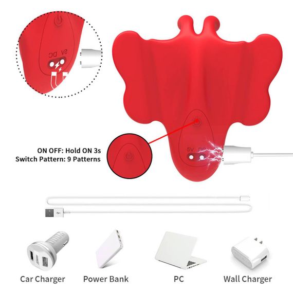 Кліторальний стимулятор - Butterfly Kiss Remote Clitoral Stimulator Red Sex Aura | Зображення 8