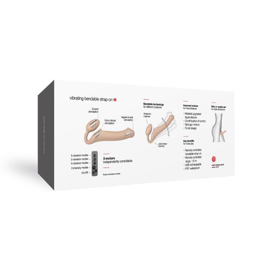 Безремневой страпон с вибрацией Strap-On-Me Vibrating Flesh M, диаметр 3,3см, пульт ДУ, регулируемый | Зображення 6