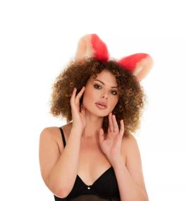 Меховые ушки кошки трехцветные: Ярко-розовый, персиковый, белый OKOVA sexstyle