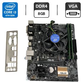 Комплект: материнська плата Asus H110M-A/M.2 / Intel Core i3-6100 (2 (4) ядра по 3.7 GHz) / 8 GB DDR4 / Intel HD Graphics 530 / Socket LGA1151 / Кулер BOX б/в
