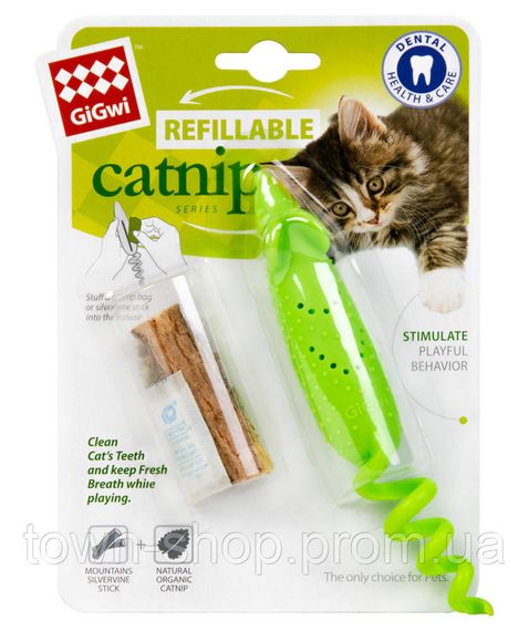 Игрушка для кошек Мышка резиновая GiGwi Refillable Catnip, резина, 16,5 см | Зображення 1