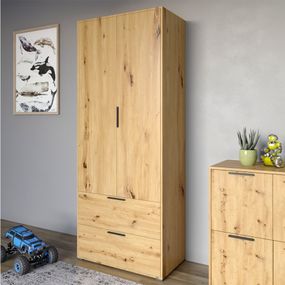 Шафа розпашна дводверна LION Краш з 2 шухлядами Дуб артизан (LION-044019)