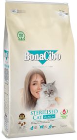 Сухий корм із лососем для стерилізованих котів BonaCibo Adult Cat Sterilised Salmon, 5 кг