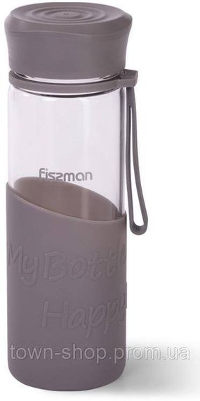 Бутылка спортивная Fissman Sport Line 500мл, стеклянная, серая FN-6399