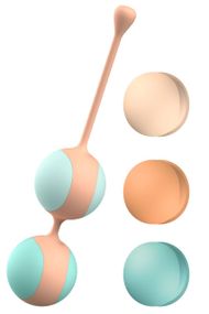Вагинальные шарики Liebe Kewos — Peach/Mint, 5 шариков в комплекте, 15, 25, 35, 45 и 55 г Sex Aura
