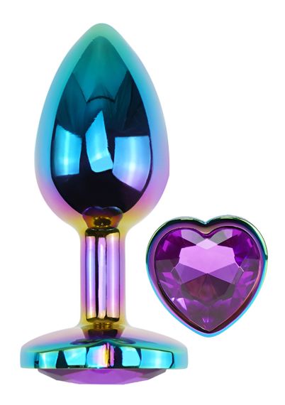 Анальна пробка з кристалом EGZO - Multicolor Heart Plug Purple size M Sex Aura | Зображення 1