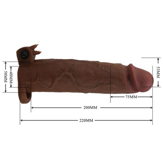 Подовжуюча насадка з вібростимуляцією Pretty Love - Xerxes Vibrating Penis Sleeve Brown, BI-026282Z-1 Sex Aura | Зображення 6