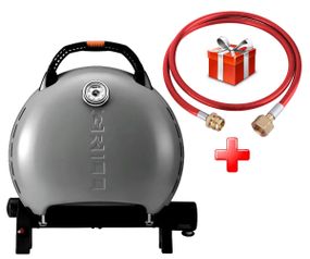КОМПЛЕКТ Портативний переносний газовий гриль O-GRILL 600T, срібло + шланг в подарунок! Код: 011681