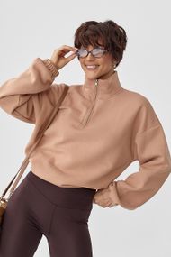 Однотонний спортивний світшот з начосом - світло-коричневий цвет, M (є розміри)