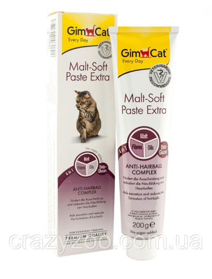 Паста для котів GimCat Malt-Soft Paste Extra для виведення шерсті 200 г