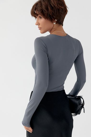 Еластичне однотонне боді - сірий цвет, M (є розміри) | Зображення 1