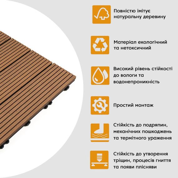 Композитна плитка WPC натуральне дерево 30*30CM*2СM (D) SW-00001711 | Зображення 3