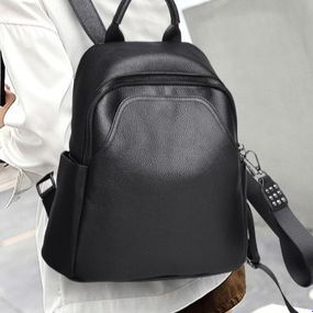 Жіночий класичний шкіряний рюкзак чорний міського типу 85378