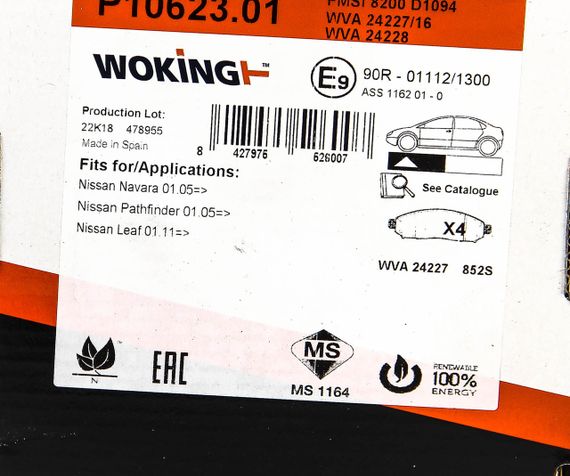 Колодки передні гальмівні Nissan Navara 2,5dCi 05-, WOKING (P1062301) | Зображення 5