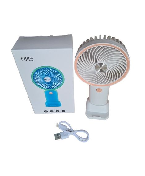 Вентилятор ручний Mini Fan HX09-1 акумуляторний з підставкою для телефону Білий з персиковим | Зображення 3