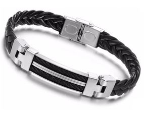 Чоловічий шкіряний браслет Primo Steel Rope - Black