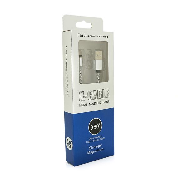 Магнитный кабель PiPo USB 2.0/Lighting, 1m, 2А, тканевая оплетка, бронированный | Зображення 2