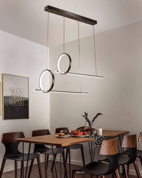 Люстра світлодіодна підвісна LED світильник для квартири на стелю лед 27173 Чорний 50-150х25х100 см. | Зображення 3