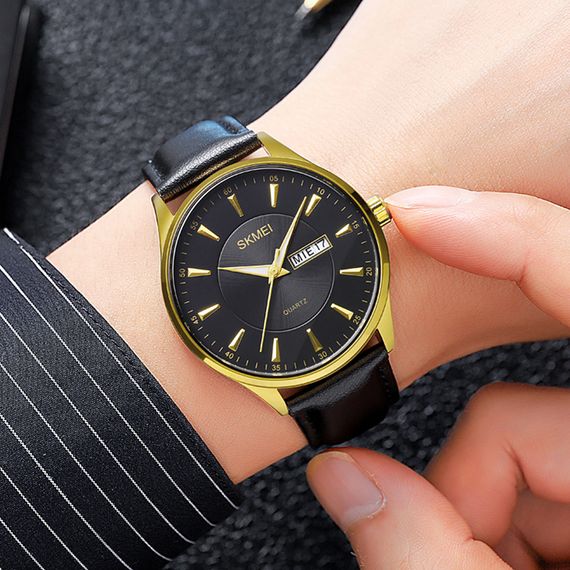 Чоловічий годинник Skmei 2075GDBK Gold-Black | Зображення 2