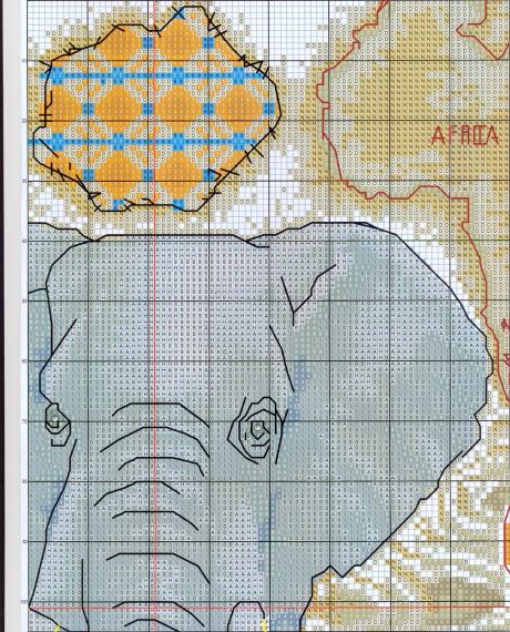 Набор для вышивания по нанесённой на канву схеме "African elephant". AIDA 14CT printed 45*44 см | Зображення 2