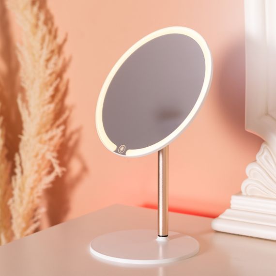 Дзеркало косметичне з підсвічуванням кругле настільне Ø21 см для макіяжу Біле HP-10-7AW | Зображення 6