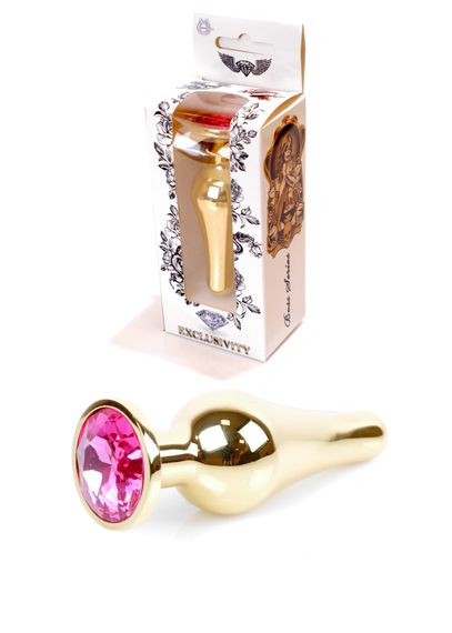 Анальна пробка B - Series HeavyFun Jawellery Gold Butt Plug, рожева