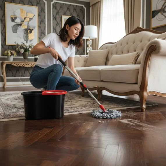 Комплект швабра з турборежимом і відром Spin Mop 360 10 л набір для прибирання та миття підлоги | Зображення 4