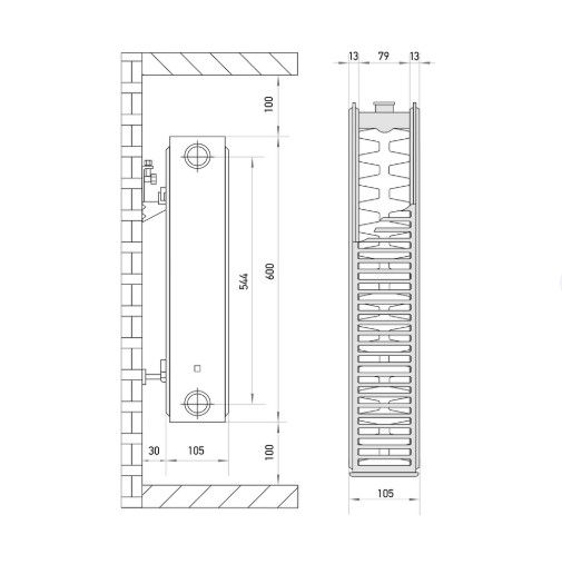 Радіатор сталевий Europroduct 22х600х1000 бокове підключення (EP6167) | Зображення 1
