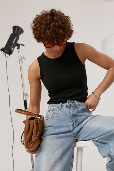 Однотонна базова коротка майка - чорний цвет, ONE SIZE (є розміри) | Зображення 1