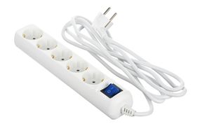 Сетевой фильтр 2Е 5XSchuko с выключателем, 3G*1.0мм, 3м, white (2E-U05ESM3W)