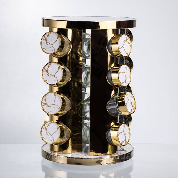 Карусель для спецій 16 баночок по 100 мл, білий мармур HP-1371 | Зображення 2