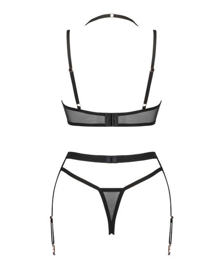Комплект з поясом для панчох Obsessive Selinne set Чорний XL/2XL | Зображення 5