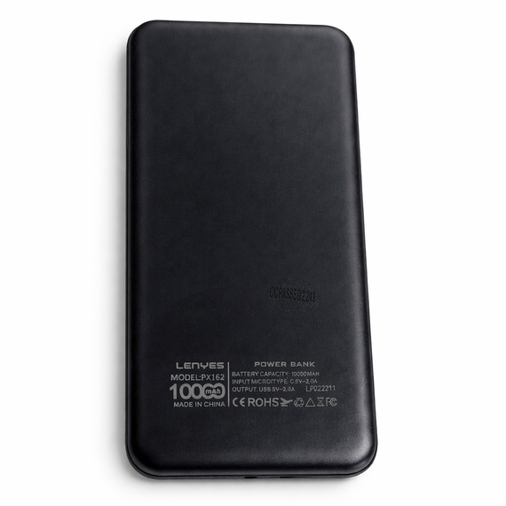 Зовнішній акумулятор Power bank 10000 mAh Lenyes PX162 компактний універсальний на 2 входи Чорний | Зображення 2