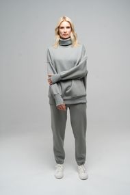 Костюм жіночий теплий светр та штани-джоггери сірого кольору, 2XL