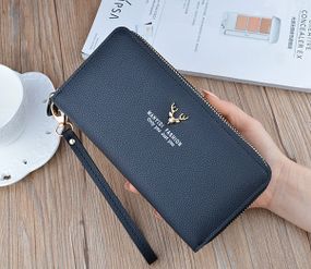 Кошелек клатч женский стильный модный 2 отделения на молнии черный