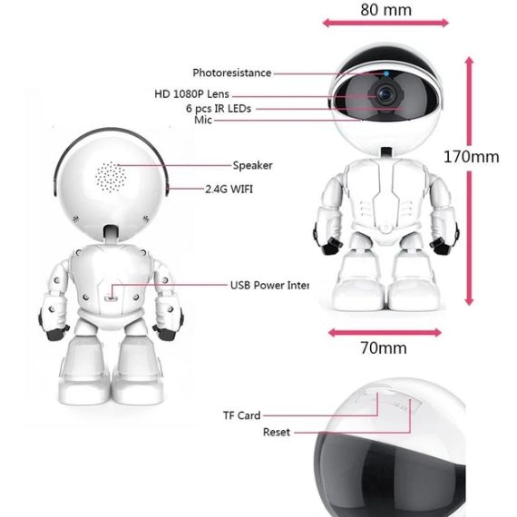 Цифровая поворотная Wi-Fi видеоняня Robot 2mp FullHD | Зображення 7