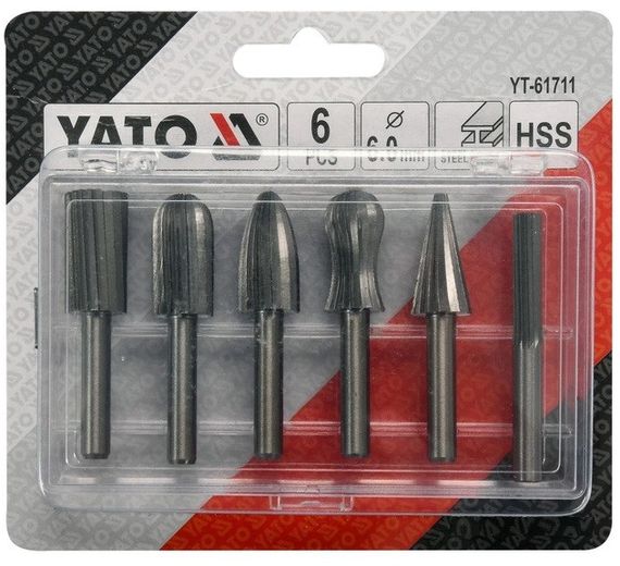 Набір фрез по металу шпиндель 6 мм 6 штук YATO YT-61711 | Зображення 3