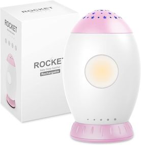 Нічник-проектор для дітей з білим шумом та колисковими, авто-таймер 30/60/90 хв, 8 пісень, 6 звуків, USB-зарядка, рожевий